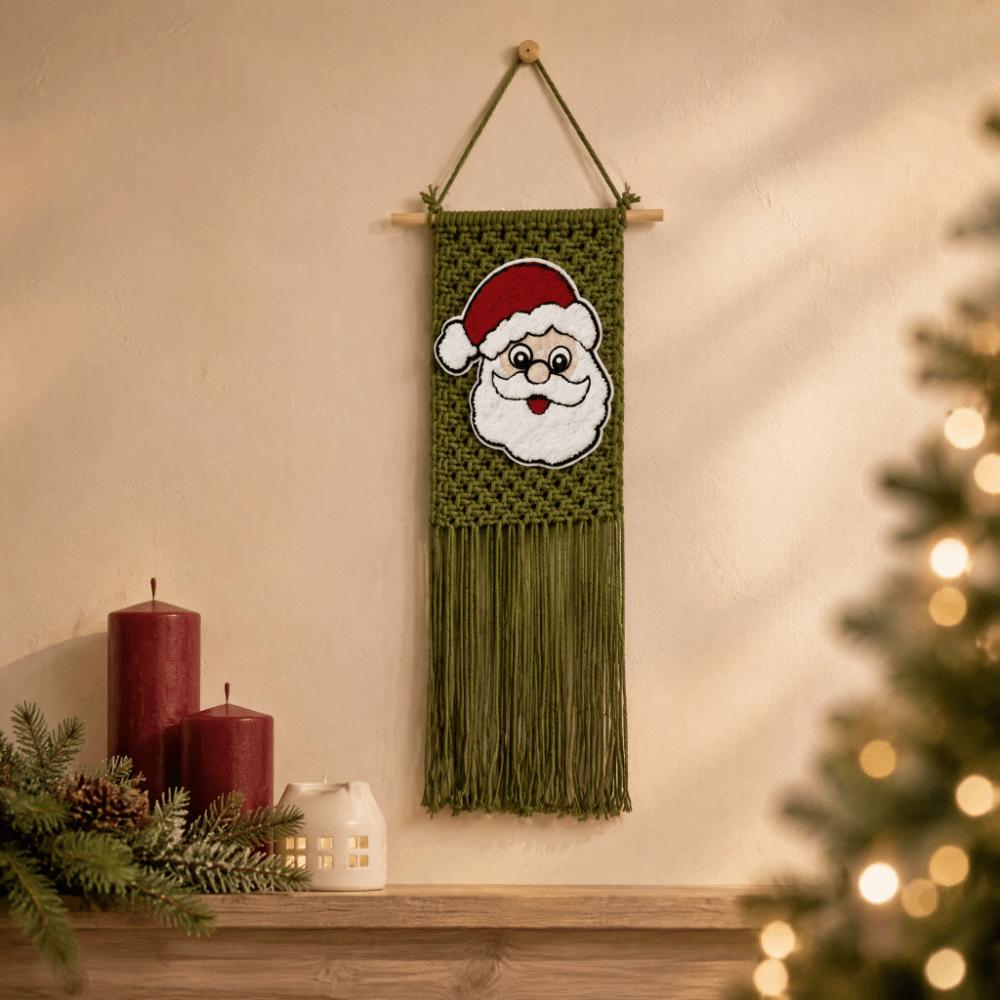 Santa Claus Christmas Tree Tapestry Bohemian Style Cotton Rope Tapestry Living Room