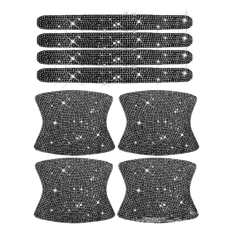 Autocollants de poignée de porte de voiture en strass, autocollants de protection de poignée de porte à paillettes en cristal, autocollants de sécurité anti-rayures réfléchissants pour voiture