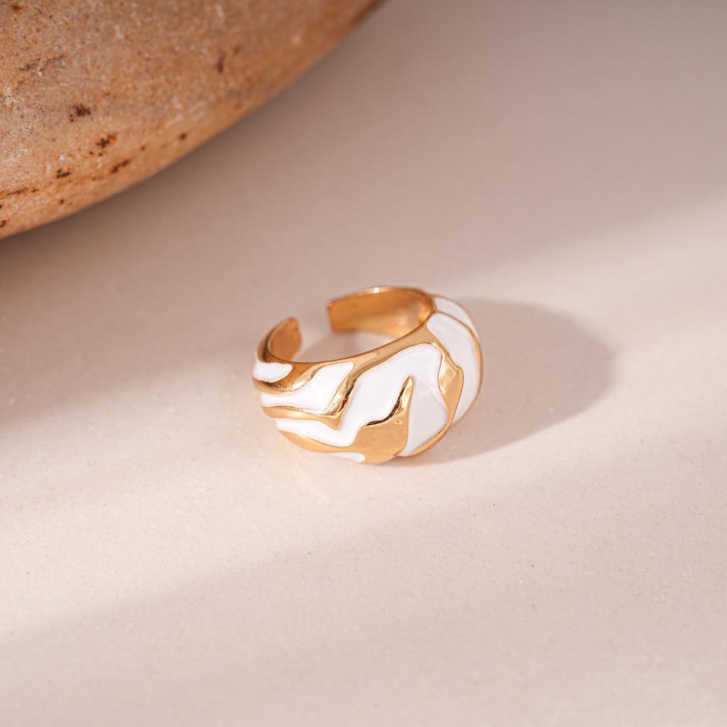 European and American oil dripping irregular lines open ring light luxury high-end ring personality temperament jewelry