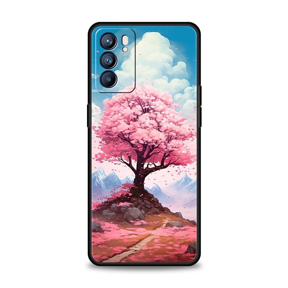 Cherry Blossom Tree Phone Case For Oppo Reno8 Reno7 Reno6 Pro A54 5G Find X6 X5 A53 A52 A9 A15 A95 A17 A16 A76 A74 A57 A31 Cover
