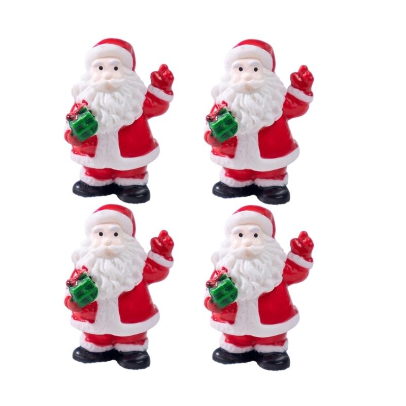 4 ST Detaljerade Jultomtedekorationer Harts Hantverk Festligt Landskapsset Familjevänliga Julgransaccessoarer