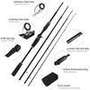 Casting Rods 4 Sections  Carbon Fiber Casting Fishing Rod and Max Drag 18 LB Casting Fishing Reel