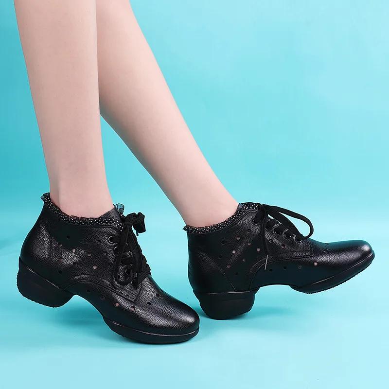 High Quality Women Genuine Leather Boots Woman Shoes Soft Girls Ballroom Modern Dancing Shoes Ladies Dance Boots Sneakers