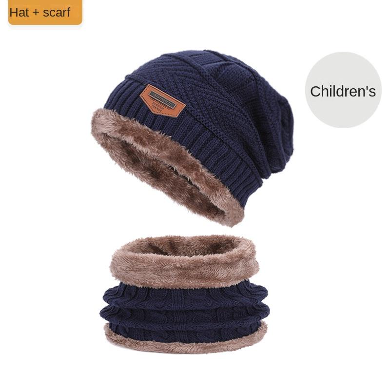 

4-10 Years Kids Warm Knitted Hat Scarf Set Children Autumn Winter Hat Soft Knitted Cap Bonnet Infant Kids Hat For Boys Girls 4-10 Years