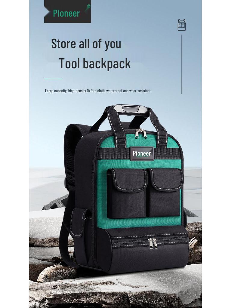 Heavy-Duty Double Shoulder Tool Backpack: Durable, Thickened, Multi-Functional, Large Capacity for Electrician Repairs