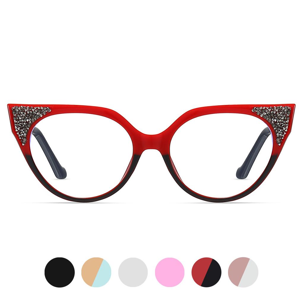 Luxury Brand Reading Glasses Fashion Women Double Color Frame Cat Eye Anti Blue Light Glasses Trend Female Presbyopia Eyeglasses