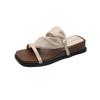 New Square-toed Wedge Heel Shoes Flat and Versatile Beach One-shoulder Slippers