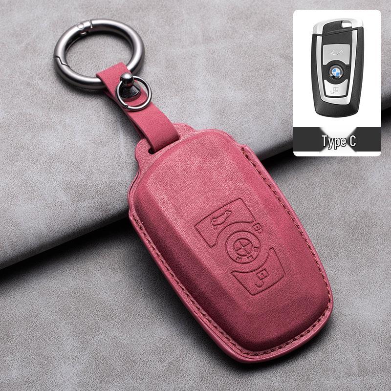 Compatible Leather Keychain Shell for BMW Series: Fits X1, X3, X5, 1 Series, 3 Series, 5 Series, 6 Series, 7 Series, NFC Card Snap