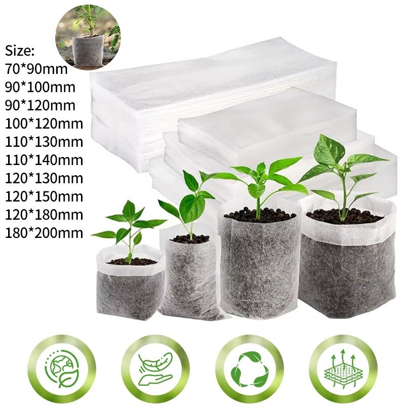 100pcs Nursery Bag Plant Seeding Grow Bags Degradable Garden Indoor Planting Bags Greenhouse Flower Pots Bags