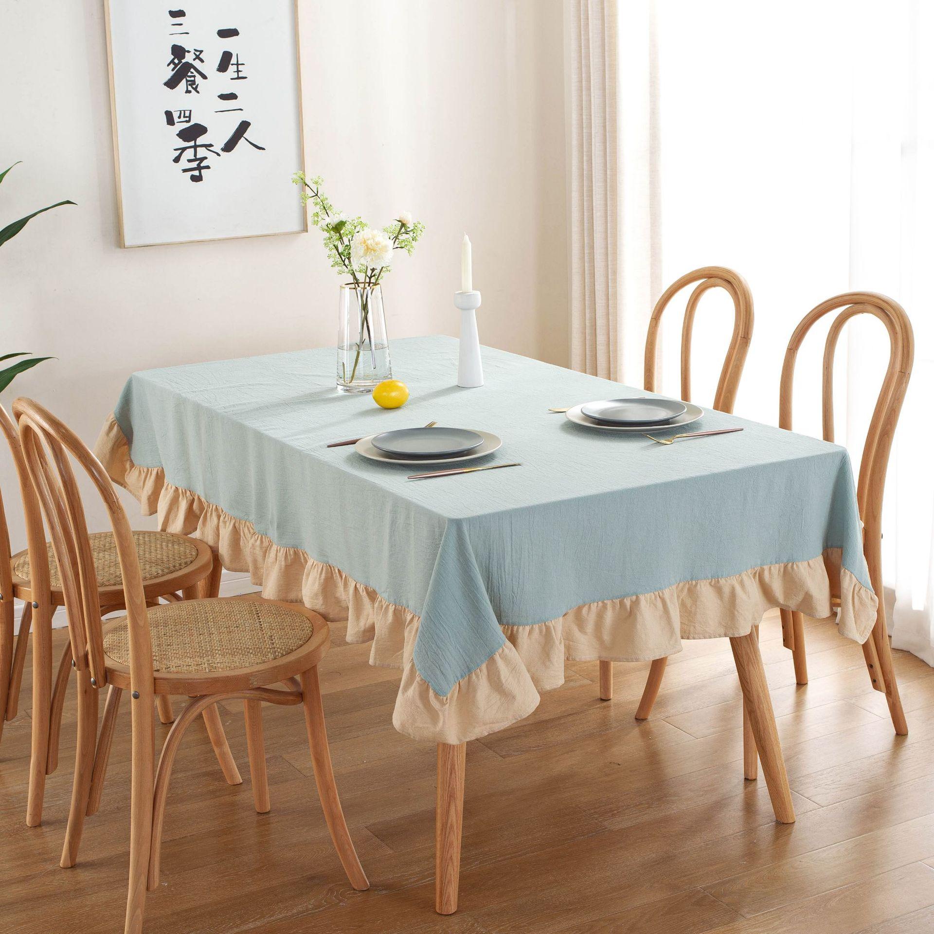 

Скатерть из хлопчатобумажной ткани, моющаяся скатерть для свадебной вечеринки, обеденного банкета, украшения, роскошная скатерть с оборкой, вышитая 60X60cm