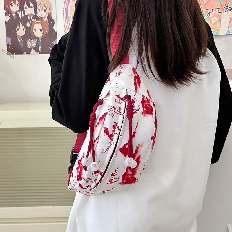 Fashionable Gray Red Blue Pink Ink-wash Chest Bag Ideal For Sports And Cycling