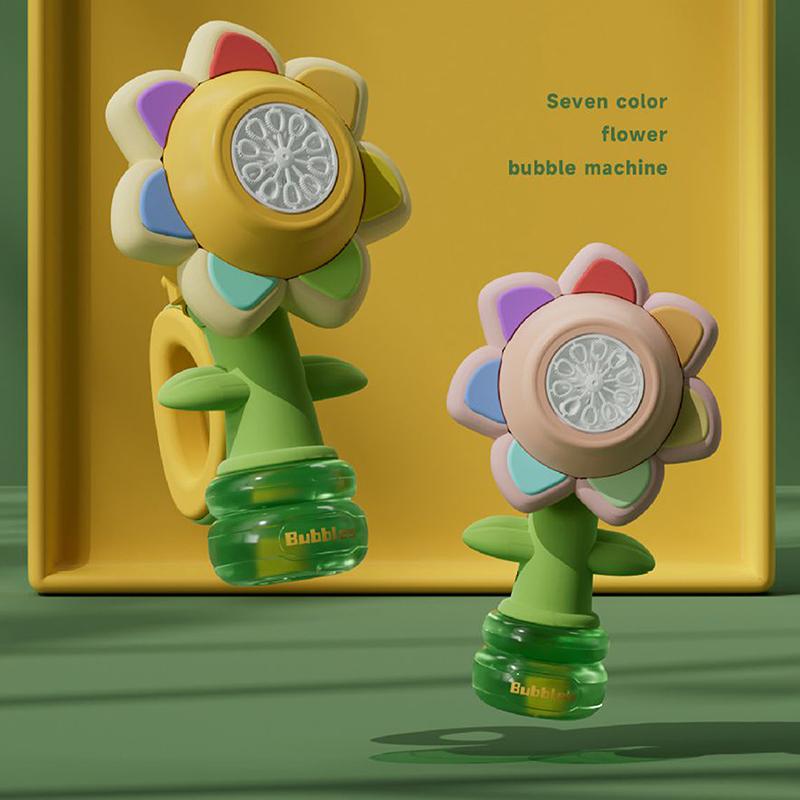 Bubble Machine Toy Electric Automatic Sunflower Shaking Head Adjustment Light Dancing One Key Bubble Maker Toy For Kids