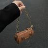 Premium Handbag designed for Women's High-end Classic Niche Diamond Chain Cylinder Bag Beige Brown Color-block Crossbody Bag
