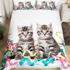 Kawaii kočičí povlak na peřinu Růžová mašlička Koťátko Ložní souprava Sladký zvířecí přikrývka Potah na přikrývku Princezna Mašlička Holčičí Polyesterový potah na přikrývku