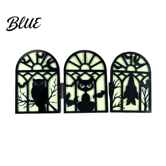 Day And Night Halloween Table Decor Glow-in-the-Dark Decoration Witch Ghost Silhouette Design Space-saving Foldable Props Luminous Ornament,