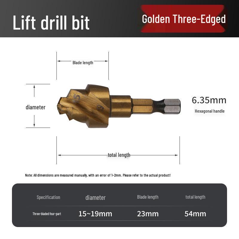 Three-Flute Hex Shank Reaming Bit for Water Pipe Repair with Phosphating Black Coating