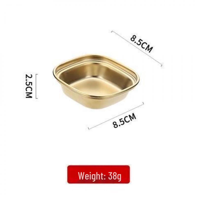 Korean Style 304 Stainless Steel Multi-compartment Sauce Dish for BBQ & Hot Pot, Golden Finish