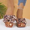 Fashion Summer New Flat Shoes Women Fashion Square Head Open Toe Cloth Butterfly Knot Soft Sole Anti-slip Wear-resistant Slippers