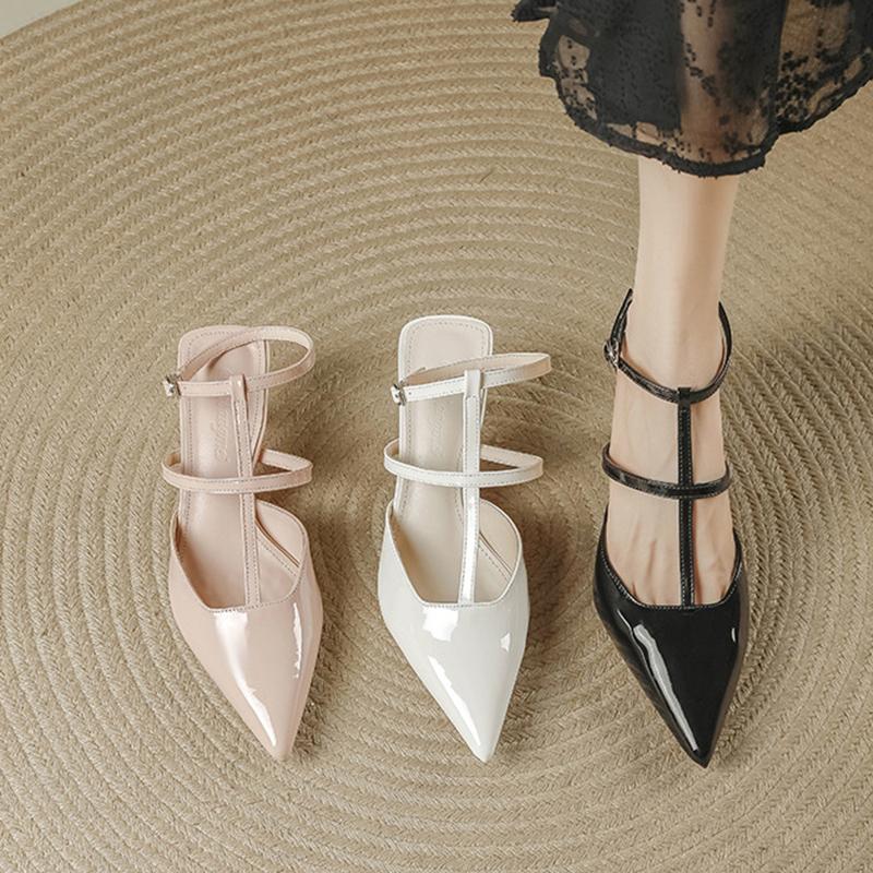 Fashion Pointed Toe T-strap Gladiator Sandals Women High Heels Sexy Ladies Party Shoes Japanned Leather Narrow Band Sandalias Mujer 2025