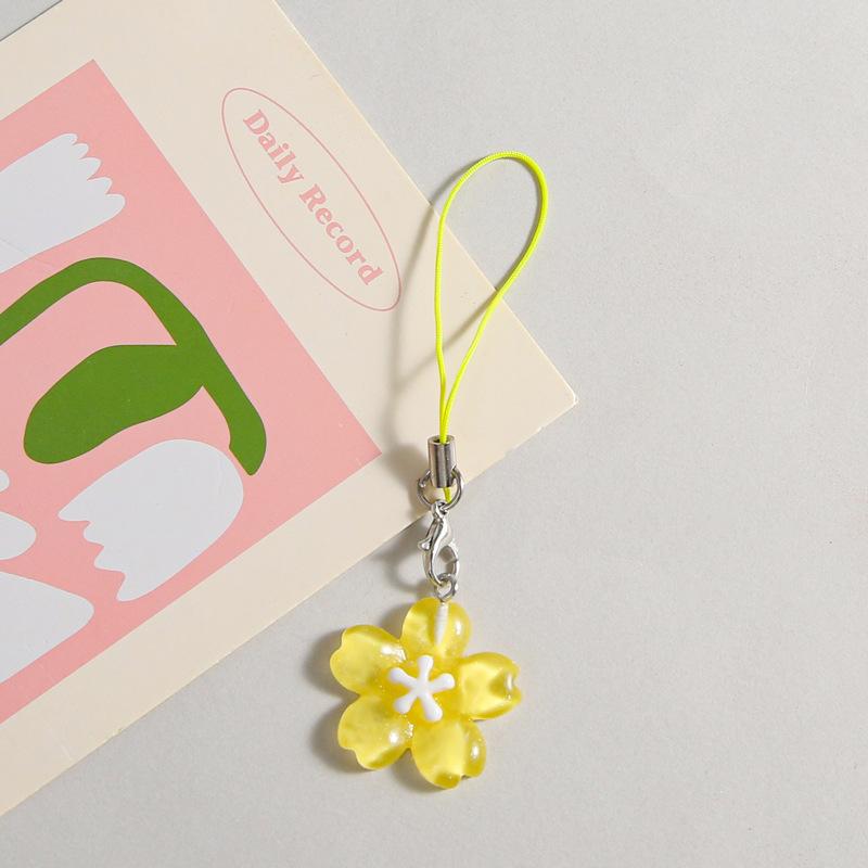 Colorful Resin Flower Phone Chains for Women Korean Style Fresh Cute Transparent Bag Key Pendant Best Friend Compact Accessory