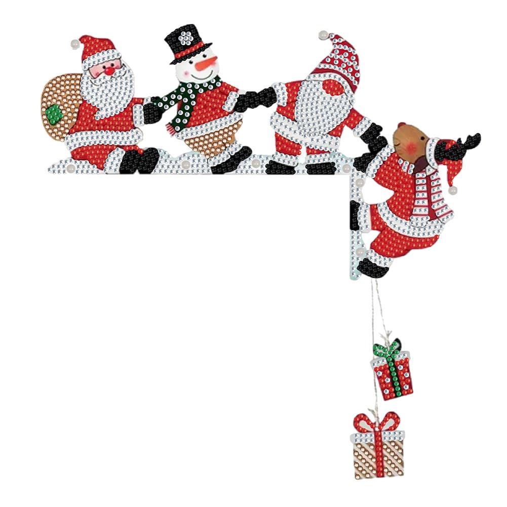 DIY Weihnachts-Diamantmalerei PVC-Türdekoration Teilbohrung Türrahmen Hängedekor Dekorative PVC-Türanhänger für Zuhause Büro