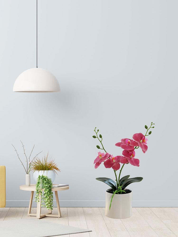 White Artificial Potted Flower Realistic Plastic Artificial Flowers Fake Plant for Bathroom Bedroom Living Room