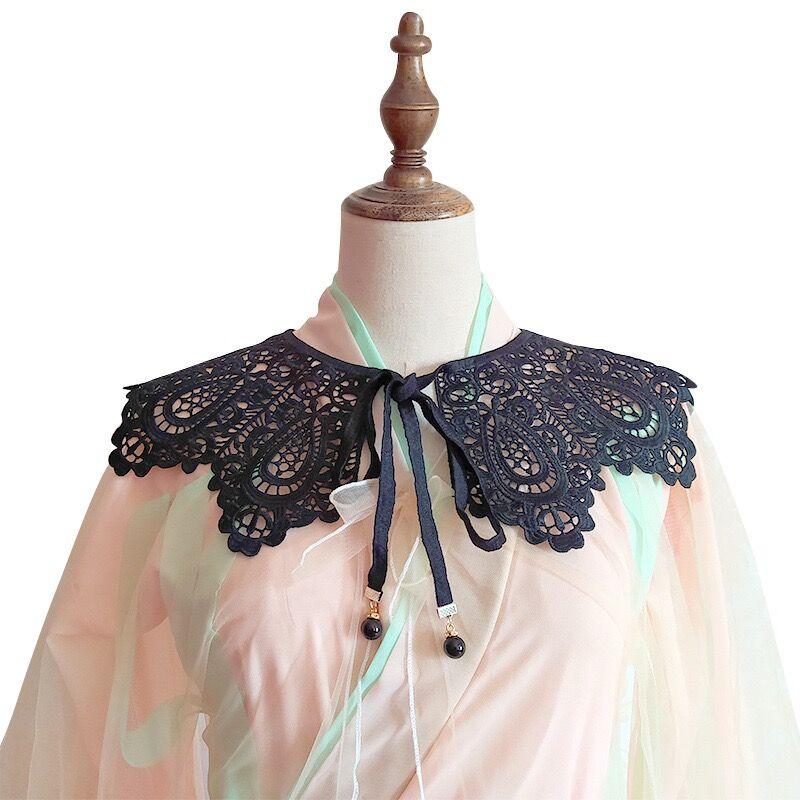 Three Styles Cotton Fake Collar Shawl Wrap Hollow Out Floral Doll Collar Detachable Shirt False Collar Blouse Top Accessories