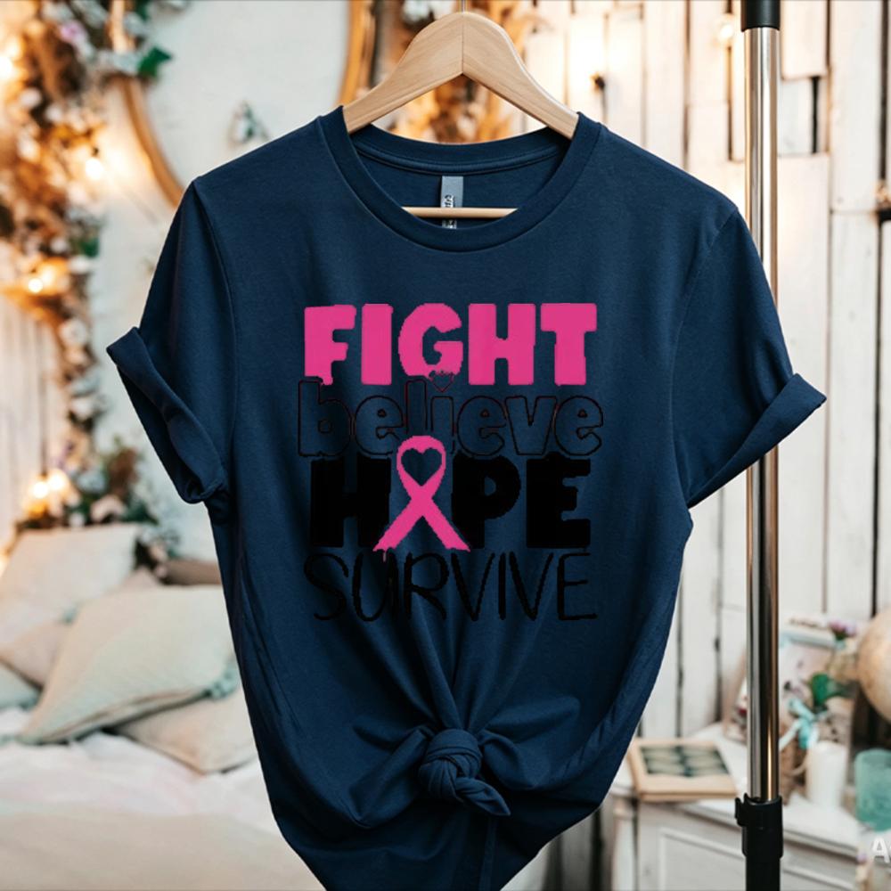 Pink Ribbon Breast Cancer Awareness Unisexs TShirt Womens Tee Graphic Unisex Top Classic Fashion Streetwear Oneck Shortsleev