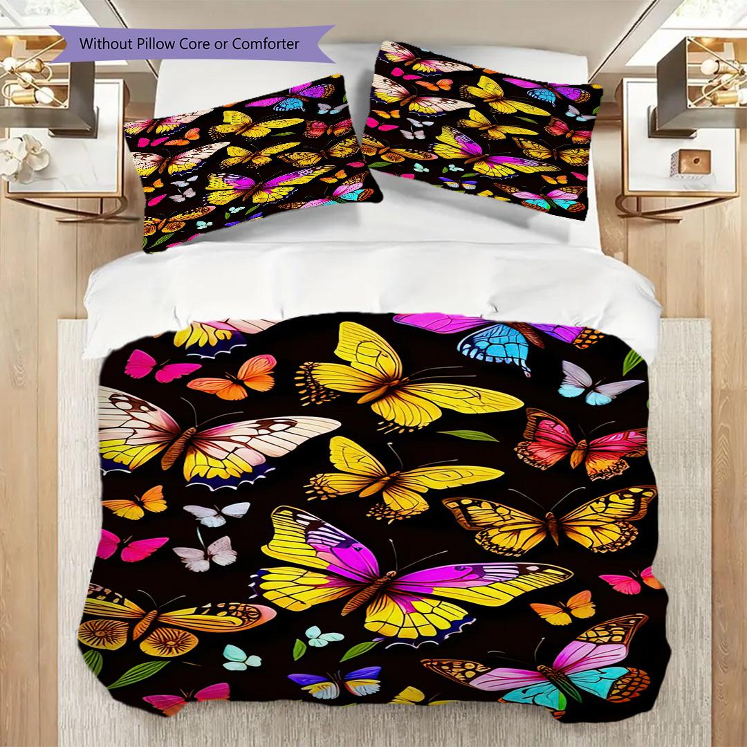 

1PC Butterflies, flowers Bedding Quilt Set Quilt Cover Pillowcase Home Decoration Birthday Gift (1 * duvet cover + 15 * pillowcase, without core) 135x200cm
