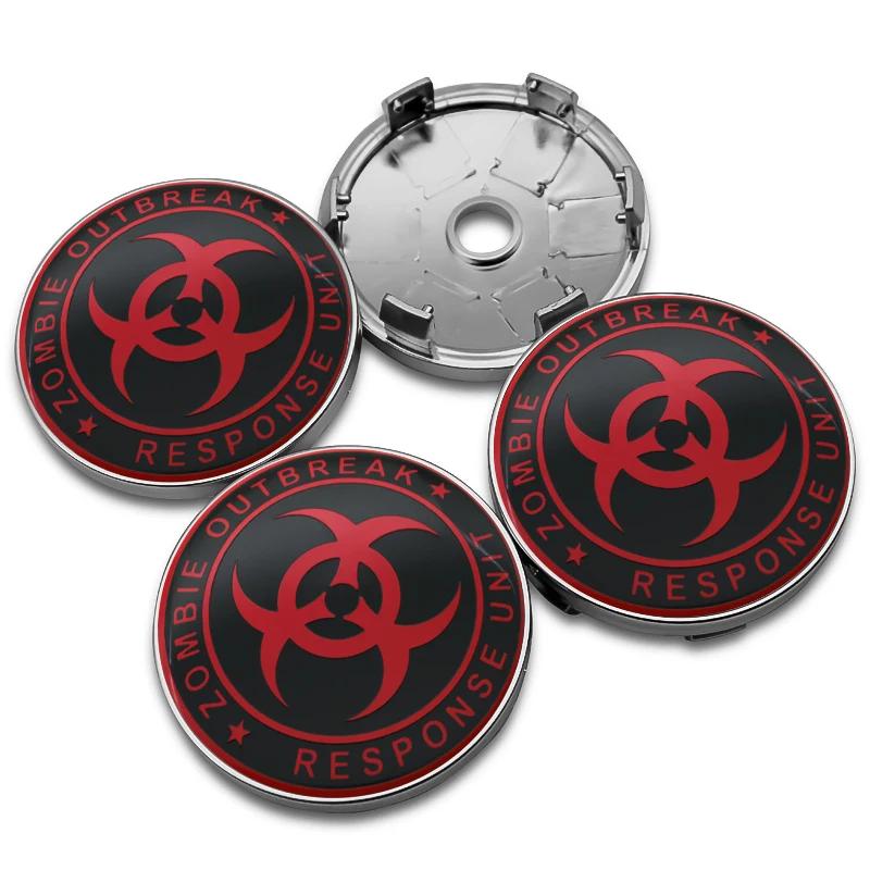 

4PCS 56+60mm Car Zombie Outbreak Racing Logo Wheel Center Hub Caps Sticker Rim Car Cover Emblem Badge Styling Decorat Accessorie