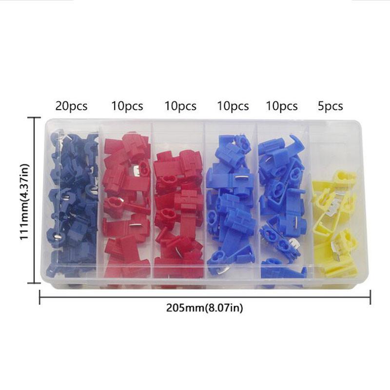 

Splice Terminals Crimp Non Destructive Wire Cable Connectors Without Breaking Line T-type Quick Splice Terminals 65pcs Pack of 1