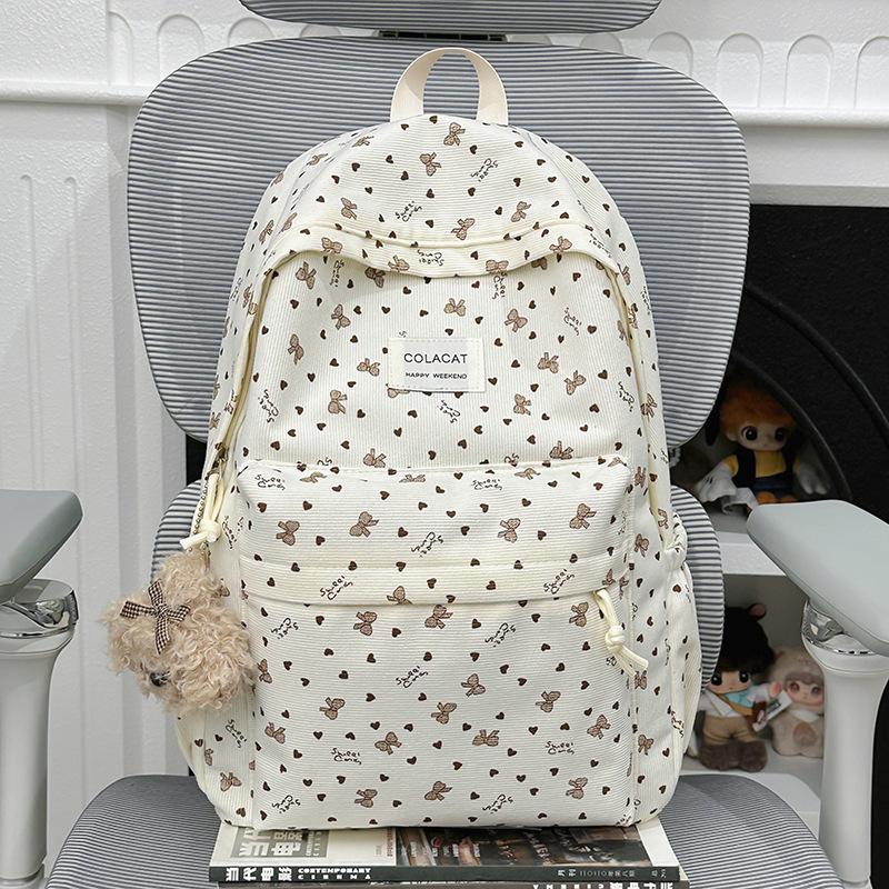 Schoolbag women travel lightweight niche backpack 1011 new corduroy schoolbag junior high school girls college students autumn and winter backpack