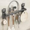 Wall-Mounted Kitchen Tool Hooks with Strong Adhesive and Suction Cups, Wall Beauty, Kitchen Storage, Cookware Storage, No-Drill Hooks, Metal and Alumi