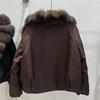 Women's Winter Fox Fur Collar Down Jacket - Stylish, Loose, and Warm Fur Coat
