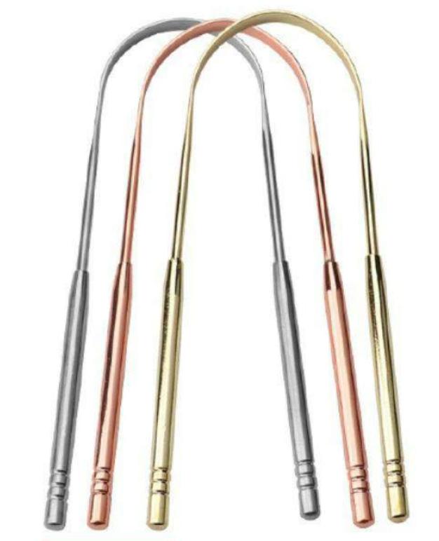 4 Colors Thicken Stainless Steel Tongue Scraper U-Shaped Metal Fresh Breath Cleaning Coated Tongue Toothbrush