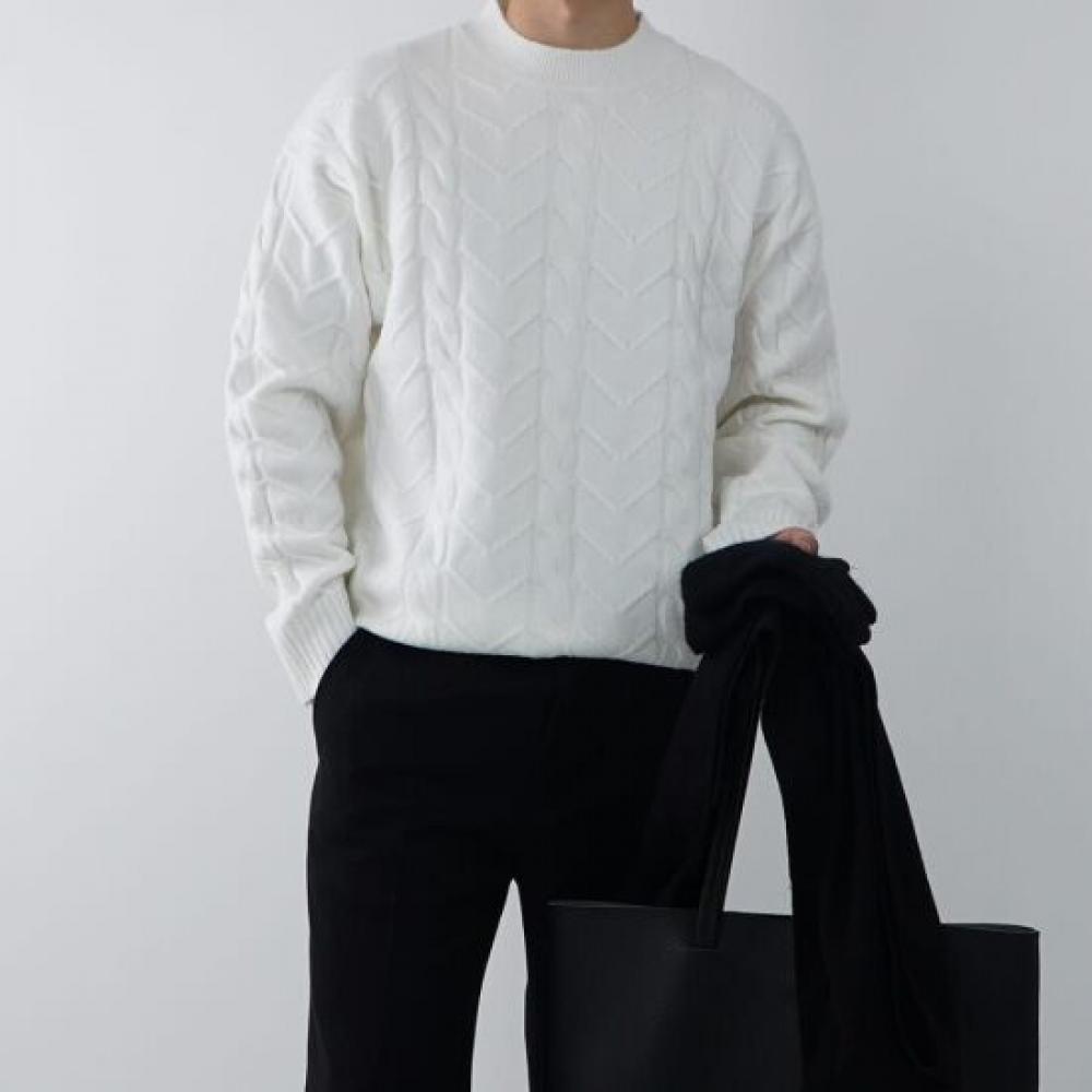 Onl Men Wool V Neck Cable Knit