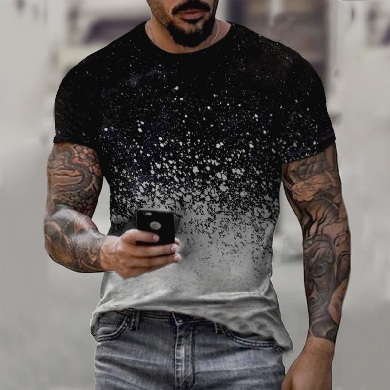Summer Retro Men's T-shirt Trend Street Personality Tough Guy Sports Short Sleeved O-neck Wide Shirt