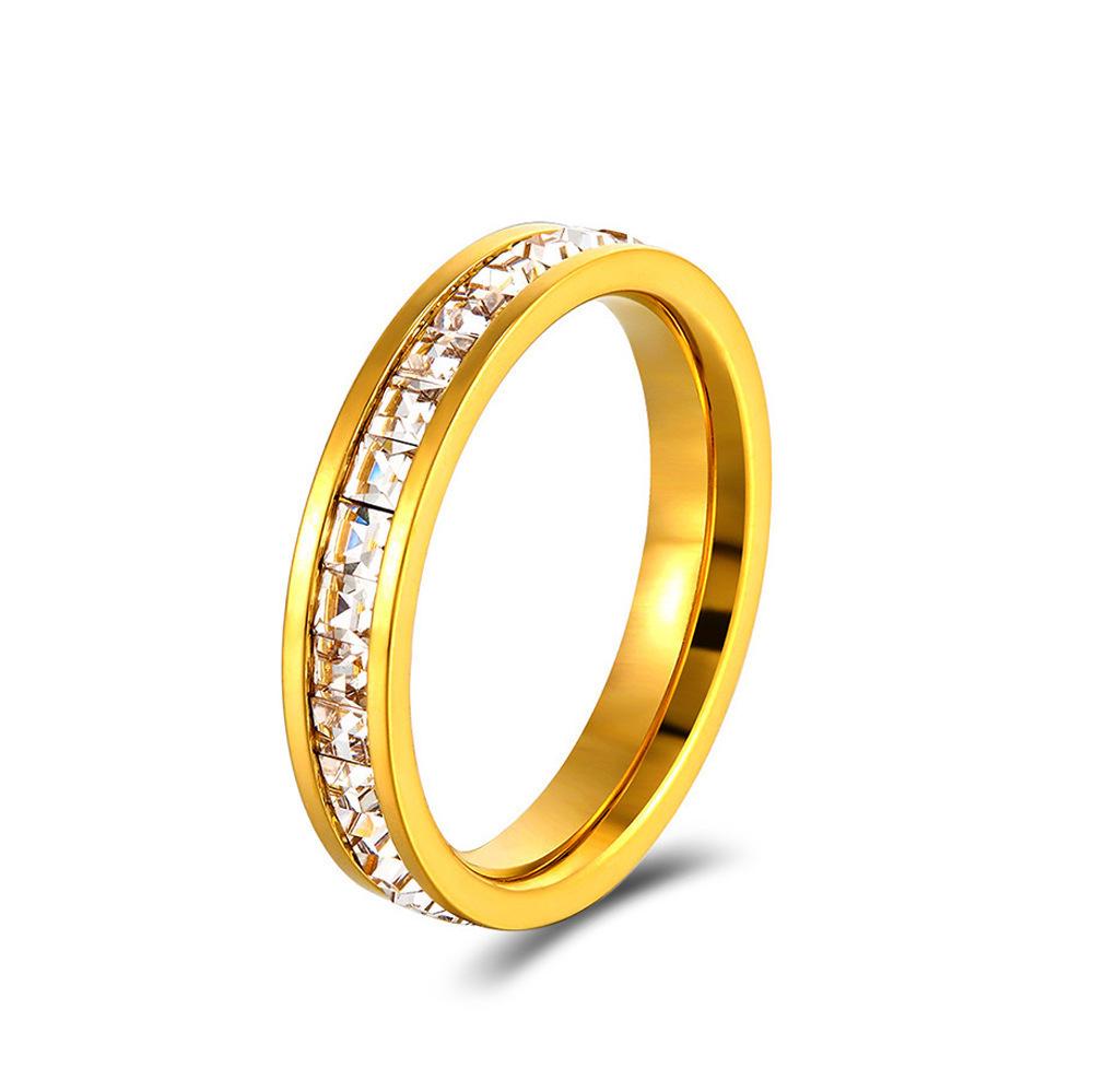 Full Circle Diamond Ring: Korean-Style, Gold-Plated Titanium Steel, Fashionable & Personalized Index Finger Jewelry