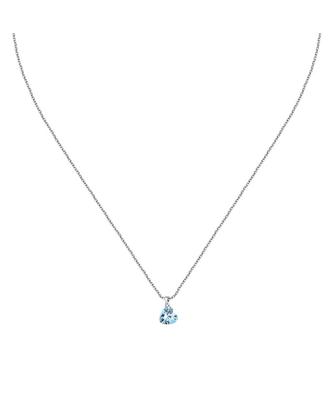 Silver Necklace With Light Blue Heart Zircons LPS10AWV32 For Women