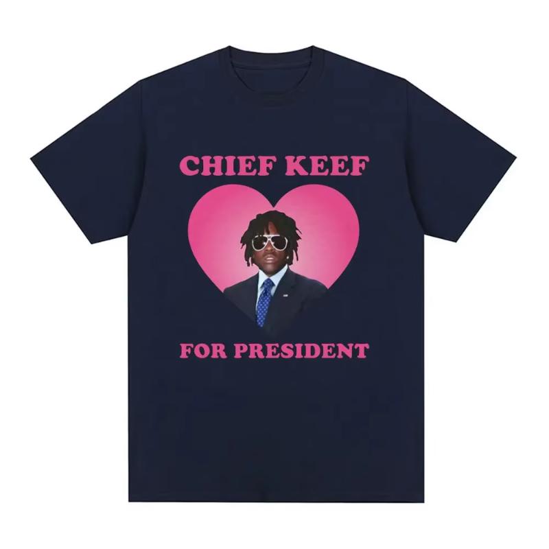 Rapper Chief Keef for President T Shirt Unisex Fashion Casual Short Sleeve Tshirt Aesthetic Vintage Oversized Tshirts Streetwear