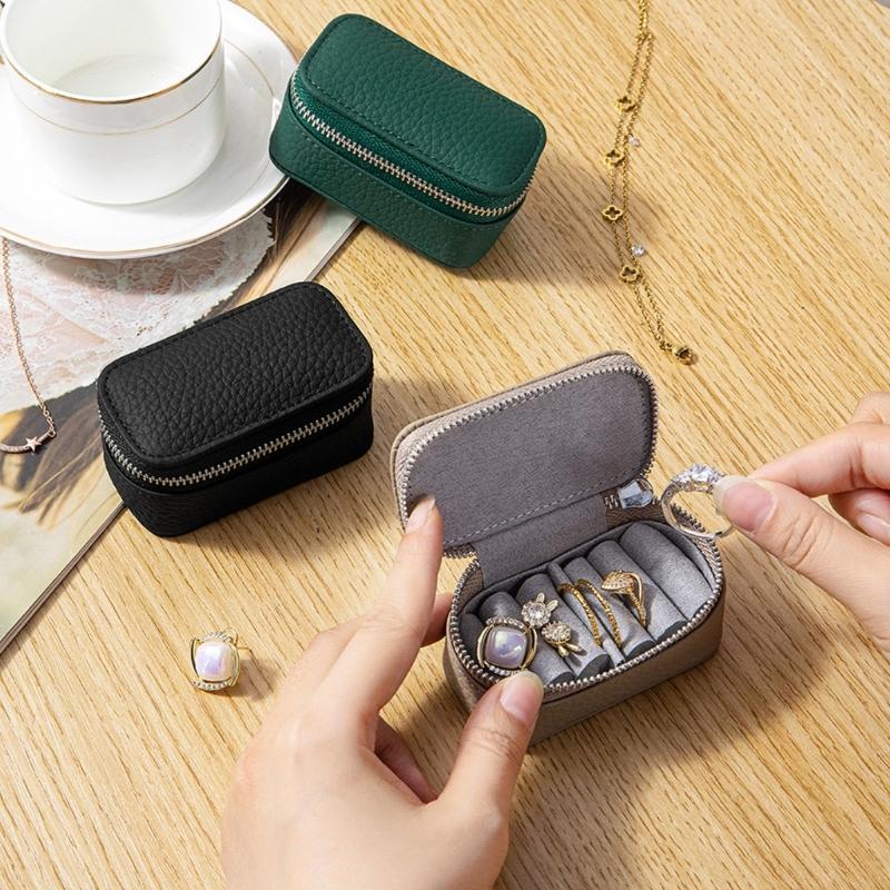 PU Leather Miniature Jewelry Storage Case Portable Design Travel Organiser For Earrings Rings And Necklaces