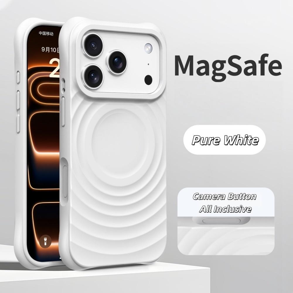 Coque de téléphone magnétique pour iPhone 17Pro Air 16 15 14 17 Pro Max Étui pour charge sans fil Magsafe Silicone Ondulation de l'eau Souple Coque