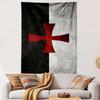 Red Templar Cross On Black and White Patterned Tapestry Home Decor, Suitable for Bedroom and Living Room, Gift
