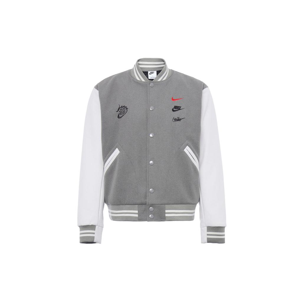 Nike Alphabet Print Sports Casual Comfort Woven Jacket Men Jackets Gray FZ6372-029