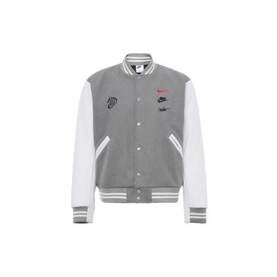 Giacca Tessuta Comfort Sportiva Casual con Stampa Alfabetica da Uomo Giacche Grigio FZ6372-029