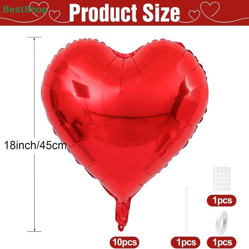 Romantic Love Balloon Pack – Red Silver Heart Foil Balloons for Valentine's Day & Proposal Decor