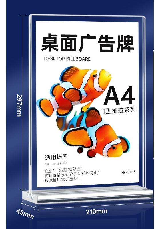 Clear A4 Acrylic Standee Vertical Table Tent Transparent Display Rack for Restaurant Menu QR Code Price Tag Advertising Desktop