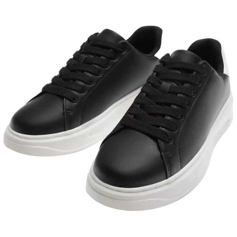 Zara Zapatillas Deportivas de Moda con Cordones de Encaje y Puntera Redonda, Suela Gruesa, Caña Baja para Hombre, Color Negro 12247420800-35