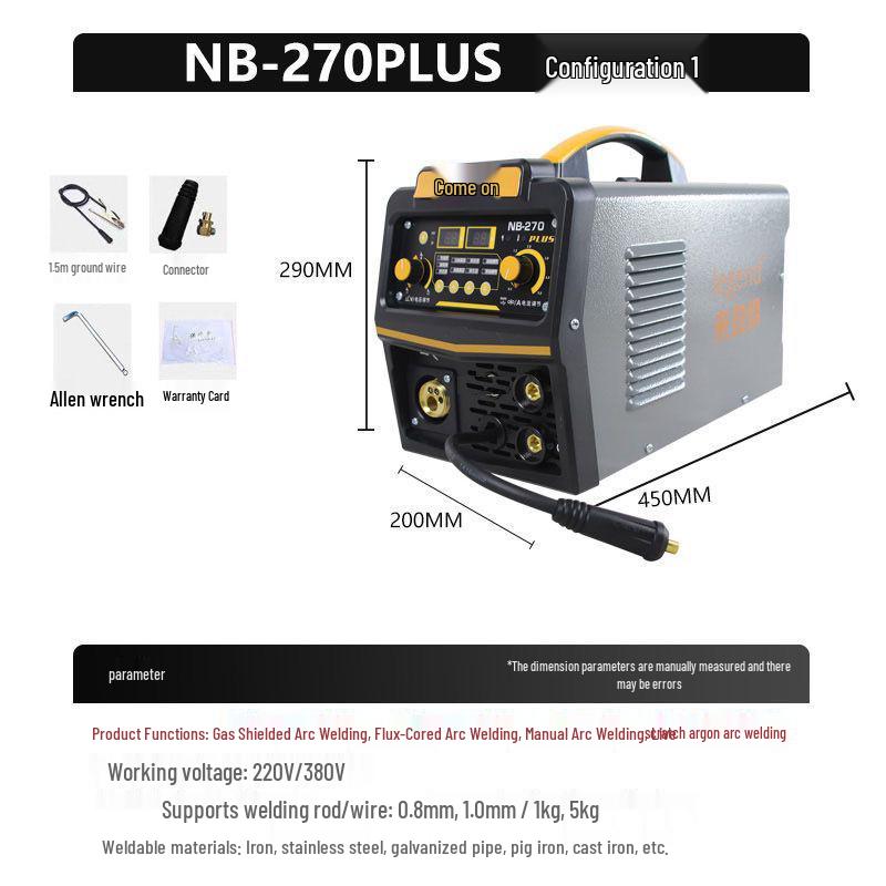 Dual-use, No-gas MIG/Stick Welder, 220V Household, Compact, Multi-functional, Gas-shielded