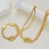 Fashion Double Layer Knot Necklace And Bracelet For Women Gold Color Snake Chain Choker Twisted Chunky Jewelry Set